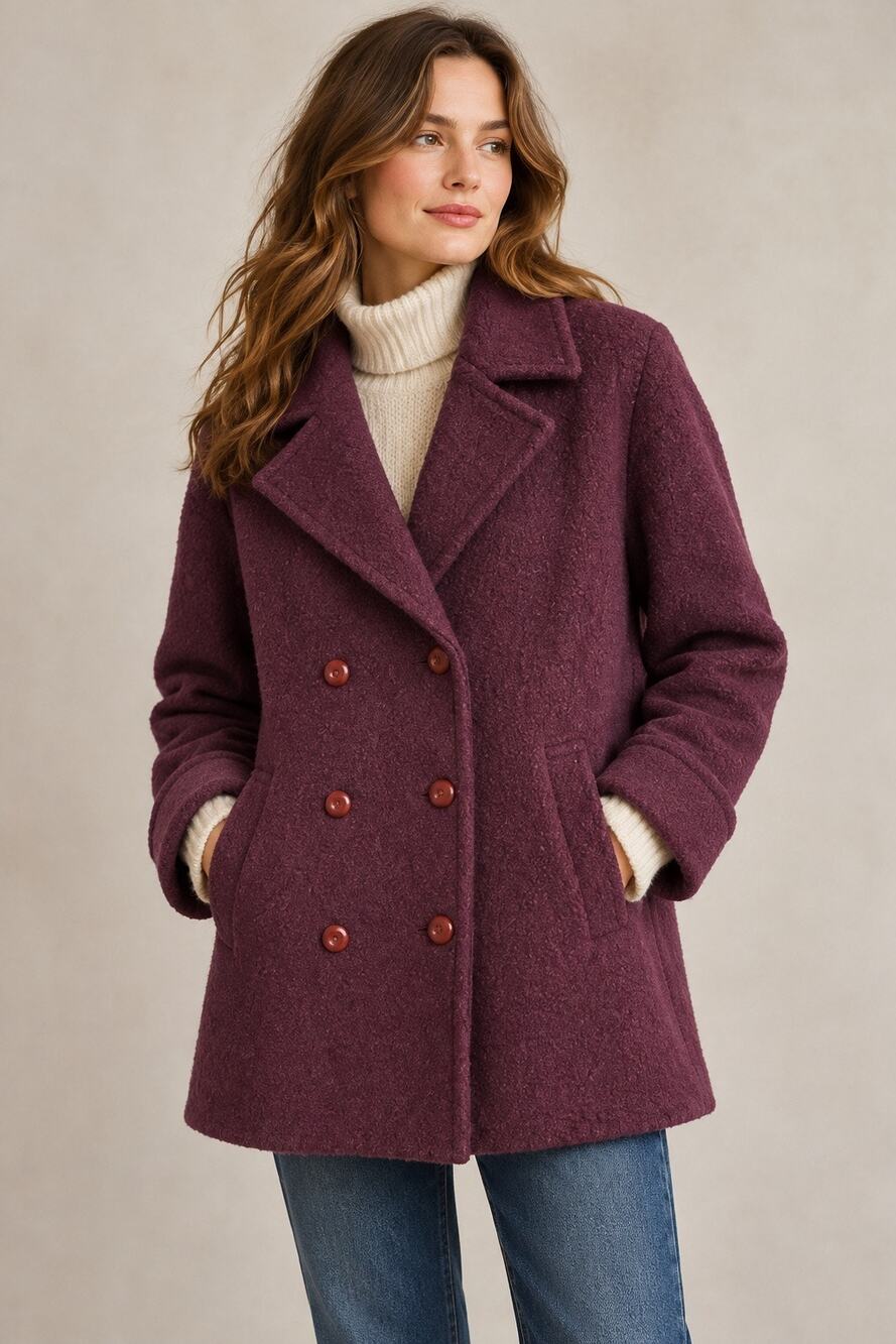 Vintage L.L.Bean Purple Wool Blend Peacoat – Size Large